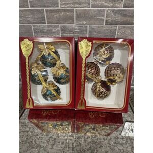 Vintage Victoria‎ Collection Glass Christmas Ornaments Sets Gold Glitter USA New